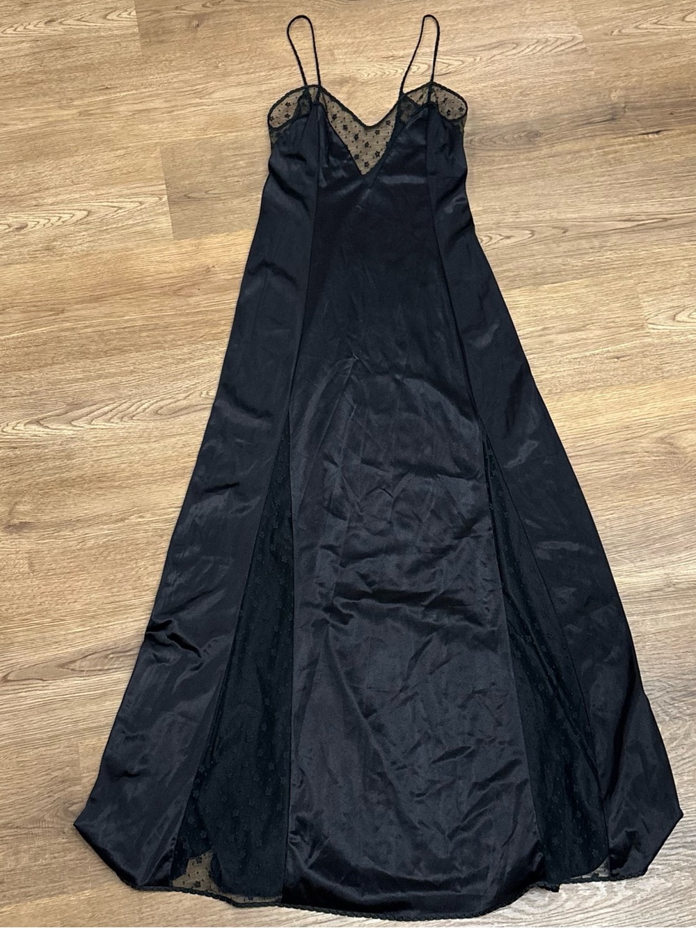 Vintage black maxi lingerie nightgown dress